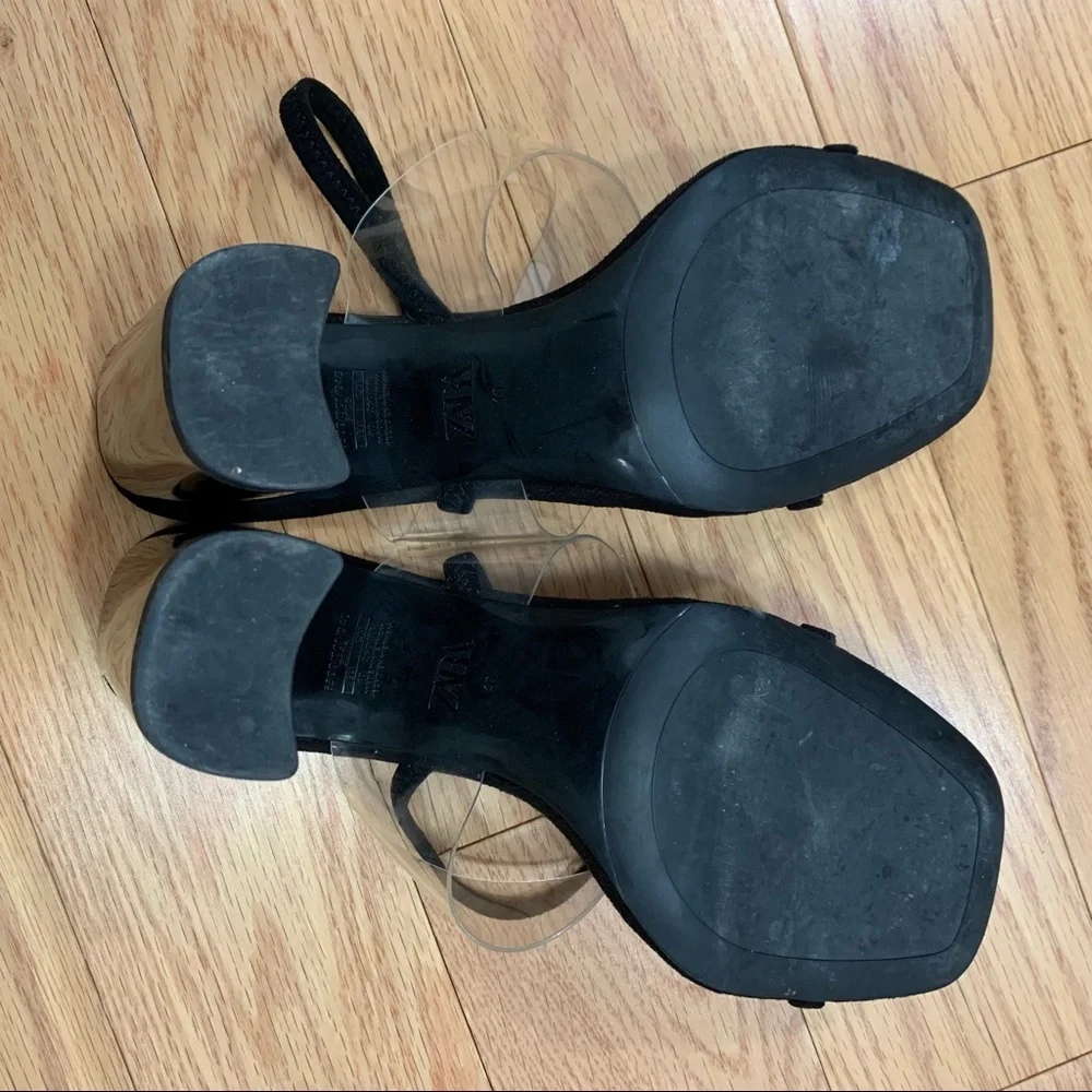 Zara Minimalist Tortoiseshell Methacrylate Heel Sandals - Picture 8 of 12